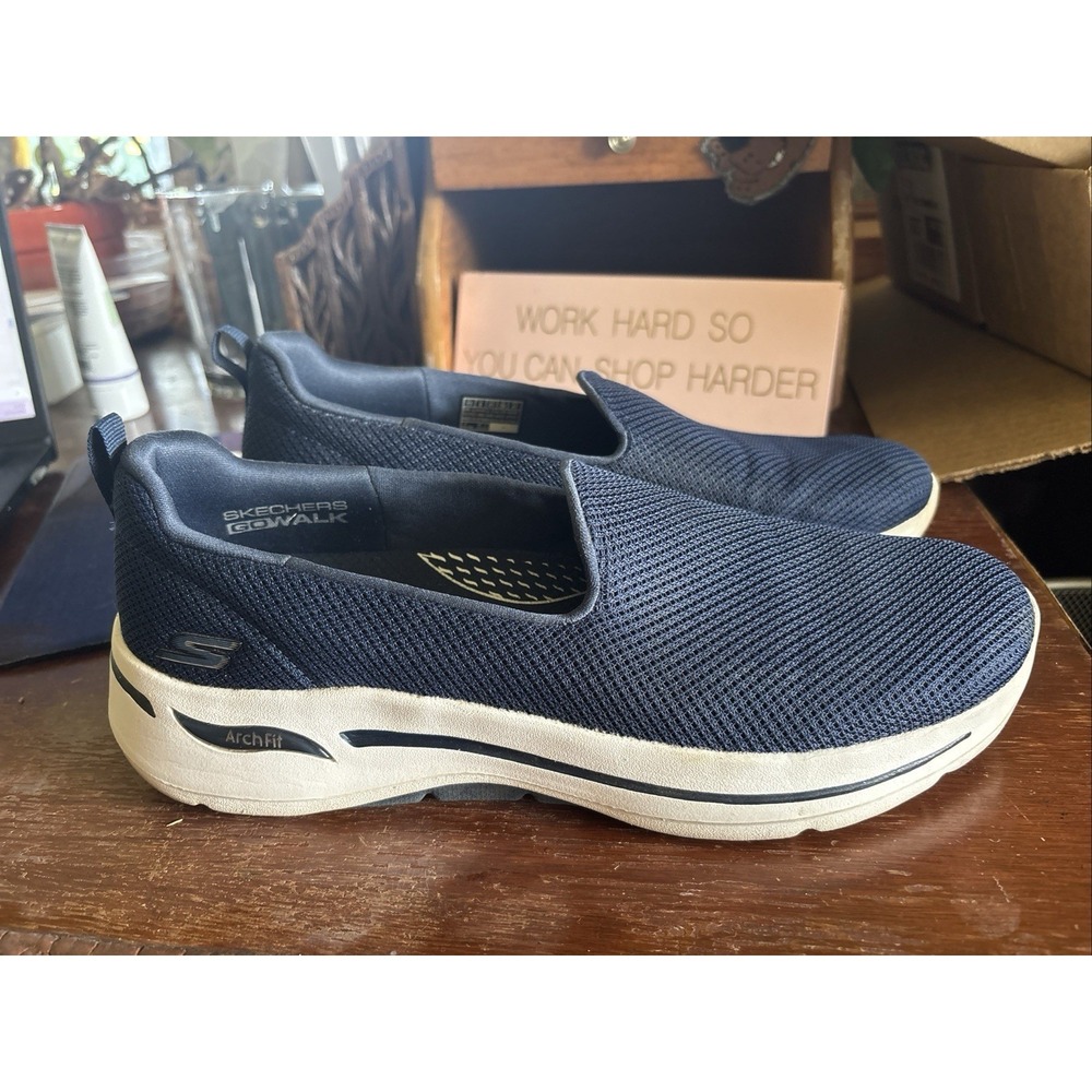 skechers go walk arch fit grateful womens size 11 shoes blue slip on sneakers - Picture 1 of 7
